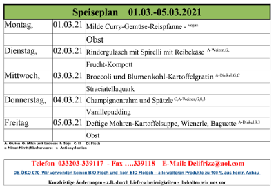 Speiseplan Delifrizz